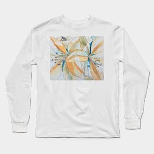 Pale orange lilies watercolour painting Long Sleeve T-Shirt